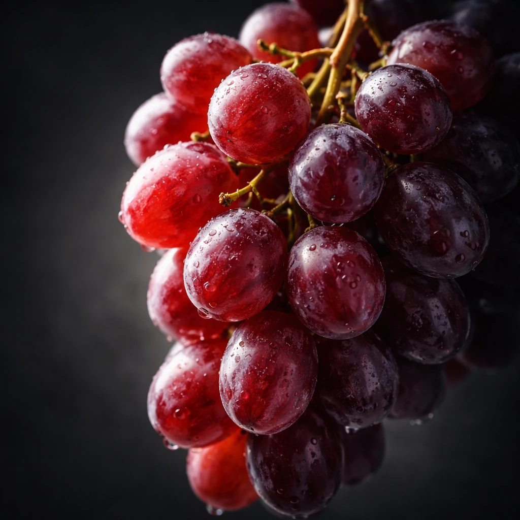 Resveratrol visual represented by red grapes.